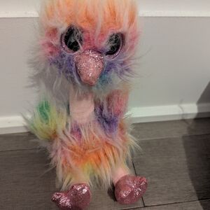 Ty Rainbow Plush Toy Asha Ostrich with Pink Accents